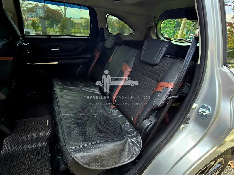 Perodua Alza rear seats seen through the side door